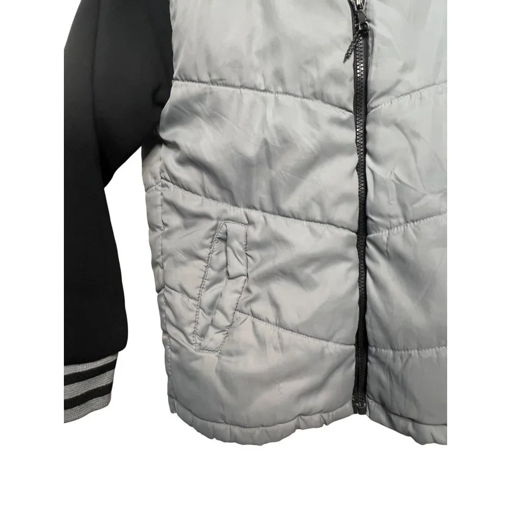 Brooklyn Laundry Boys Gray & Black Puffer Jacket  Front Full Zipper Closure flaw
